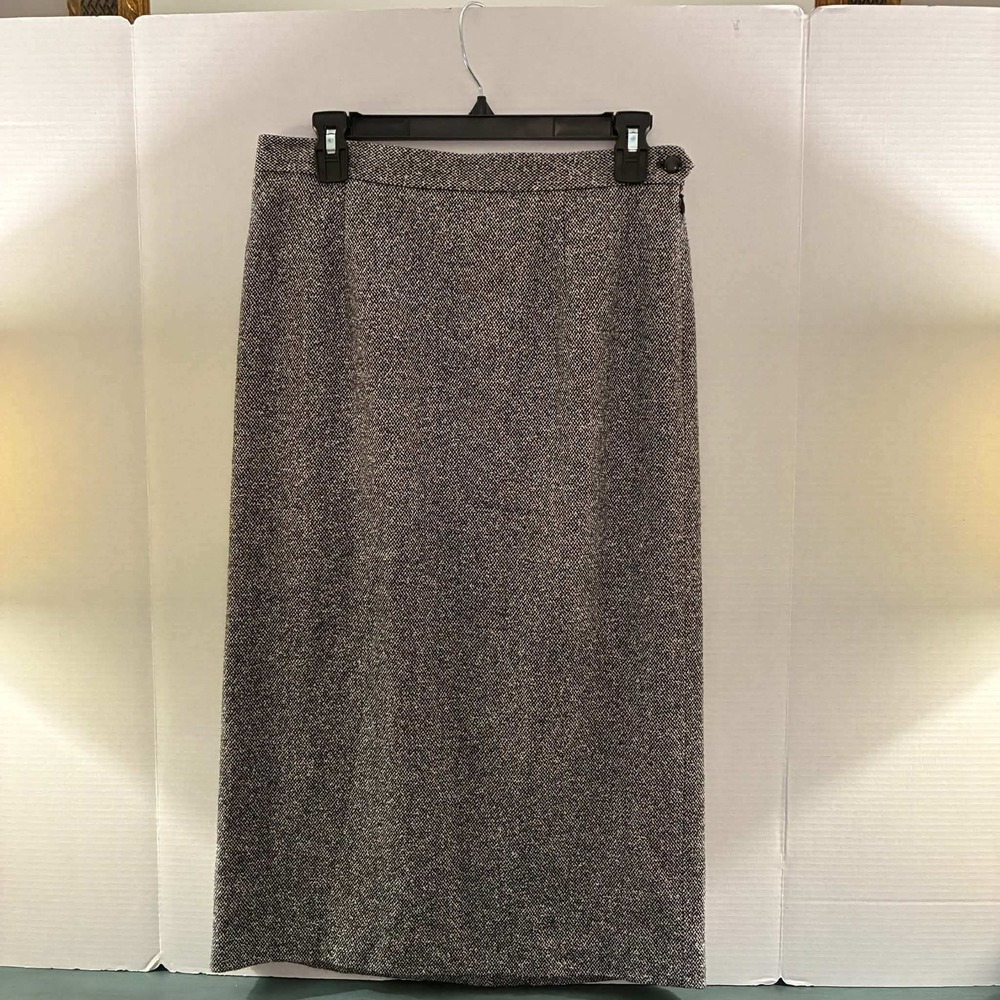 Talbots Pencil Skirt Womens 6 Black White Tweed Italian Wool Blend Quiet Luxury